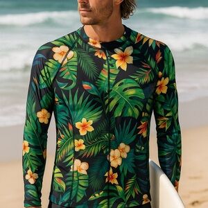 Tropical Men’s Rash Guard | Likely Size Medium | No Tag